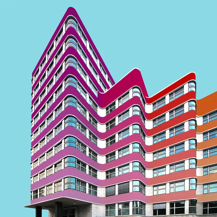I Got Bored By The Gray Cityscape Of Berlin, So I Started To Colorize Buildings With Photoshop