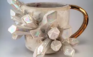 I Create Ceramic Pieces With Giant Sculpted Crystals Growing Out Of Them