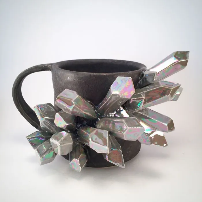 I Create Ceramic Pieces With Giant Sculpted Crystals Growing Out Of Them