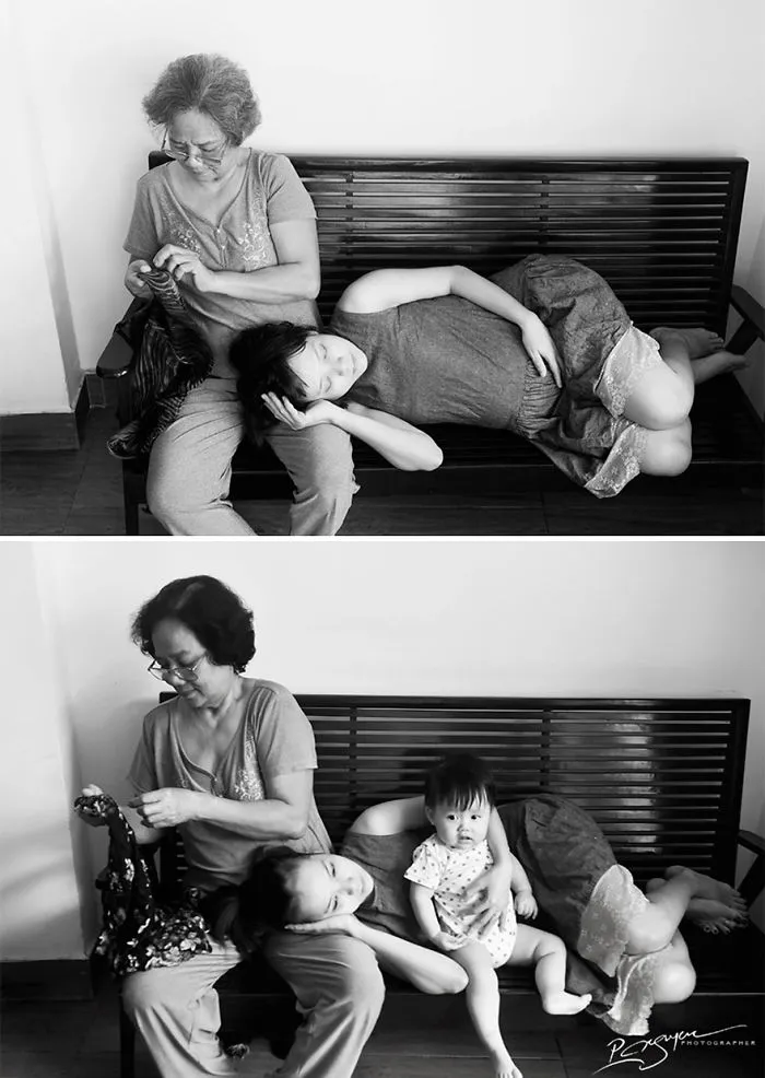 The Moment Of Peace With The Mother And Grandmother