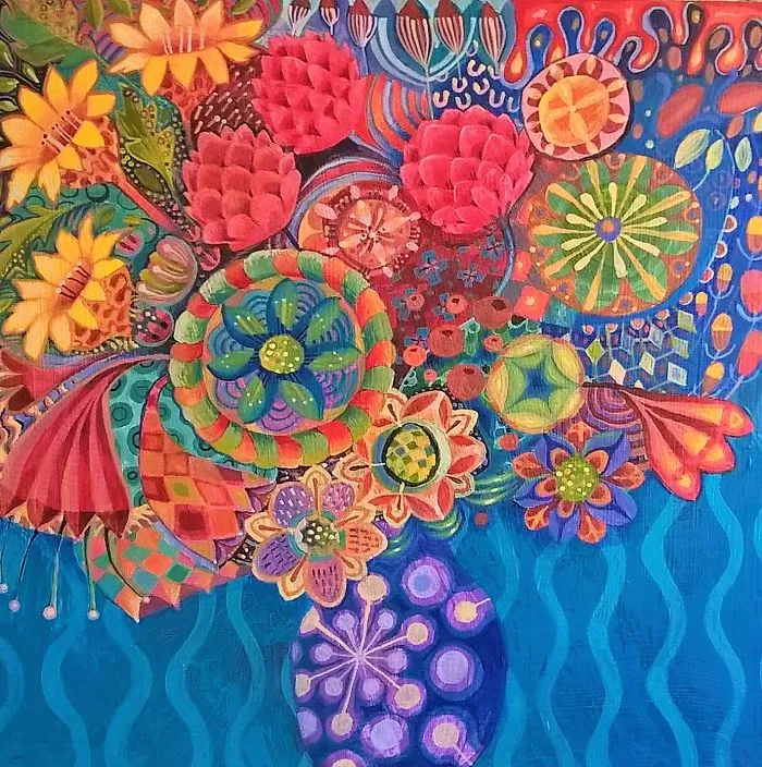 Squares, Colours And Flowers Make Me Tick, So I Paint Colourful Flowers On Square Canvases!