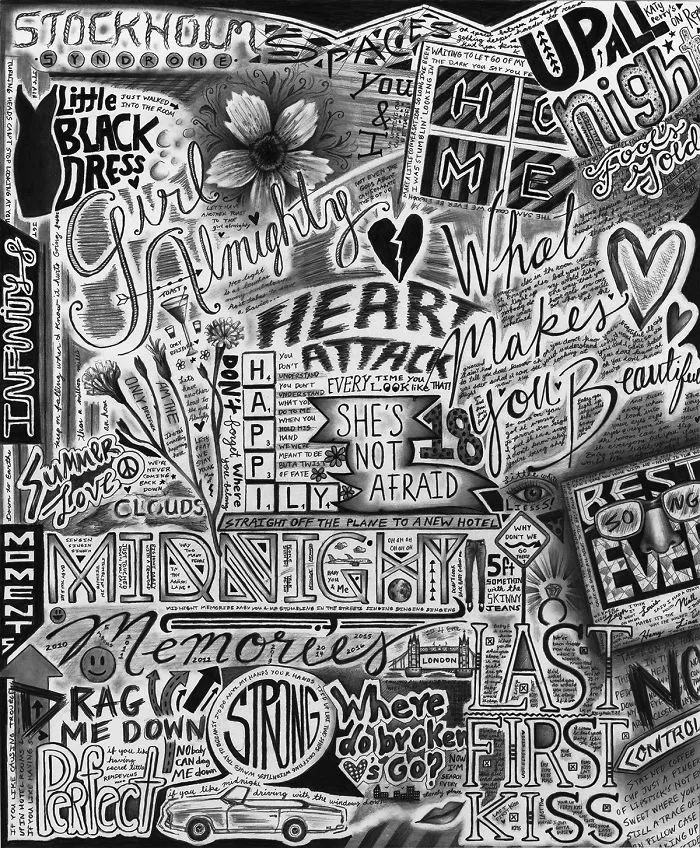 "5 Years Of One Direction" Features Lyrics And Songs Titles From The Band's First Four Albums