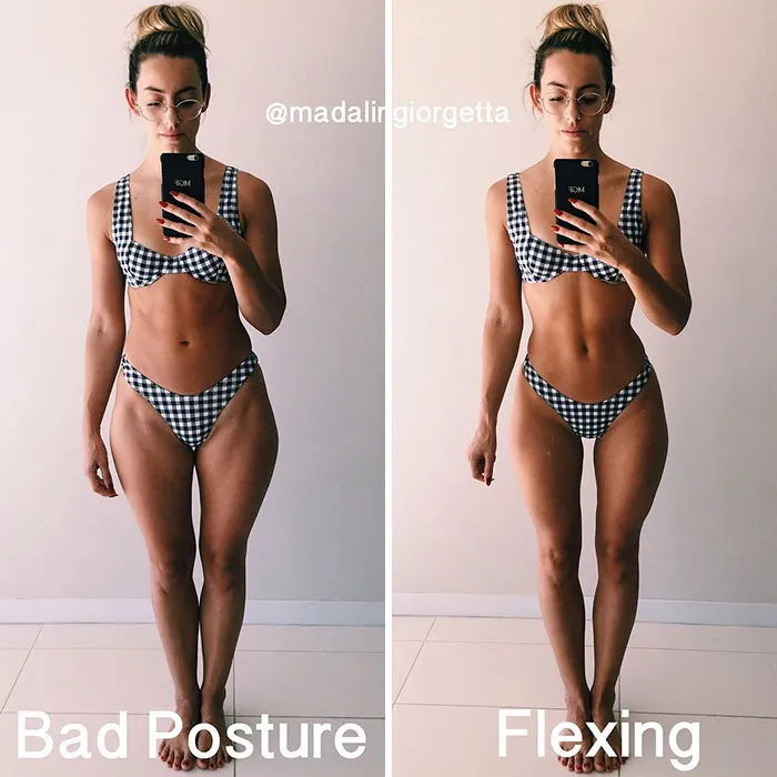 Bad Posture vs. Flexing Posture Images