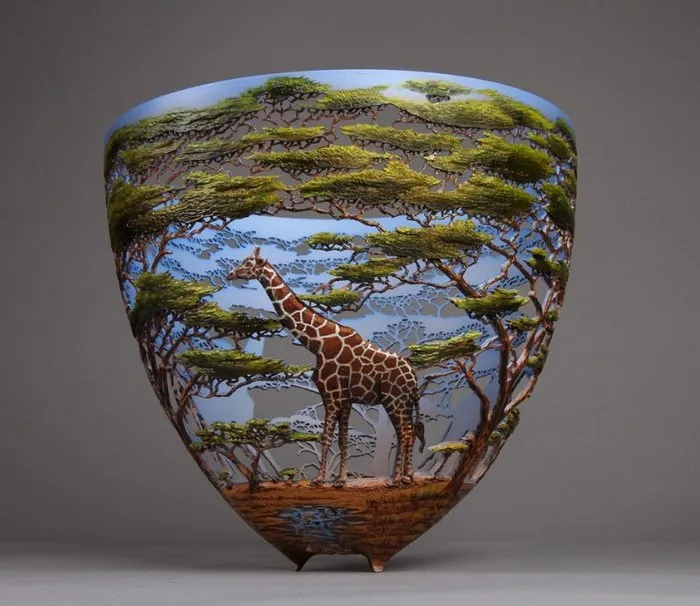 Kenya-Born Artist Hand-Carves Intricate Scenes Of Local Nature On Wood