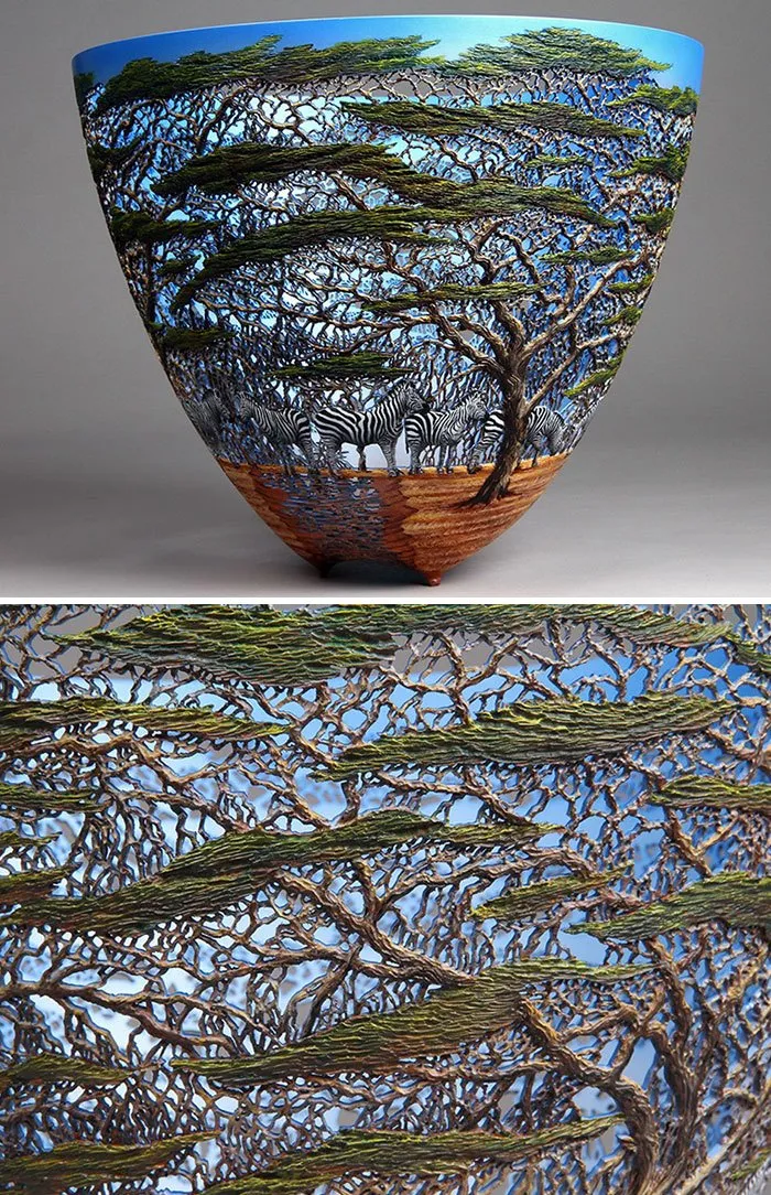 Kenya-Born Artist Hand-Carves Intricate Scenes Of Local Nature On Wood