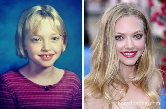 Childhood and recent photos of a blonde female celebrity showing rare celebrity childhood photos and transformation.