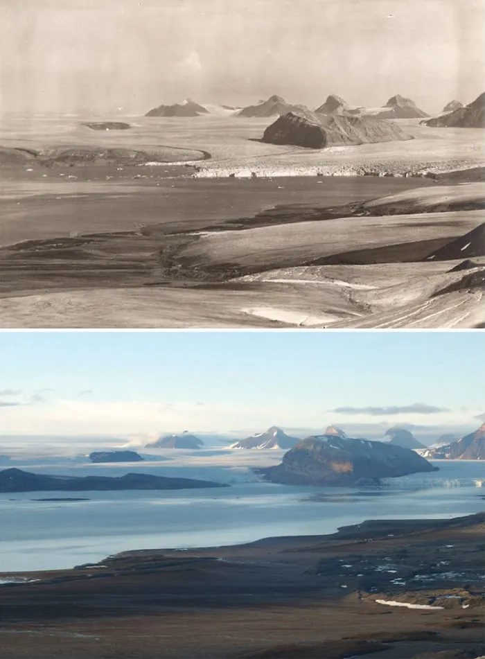 7 Impactantes fotos muestran lo que 100 años de cambio climático han hecho en los glaciares árticos