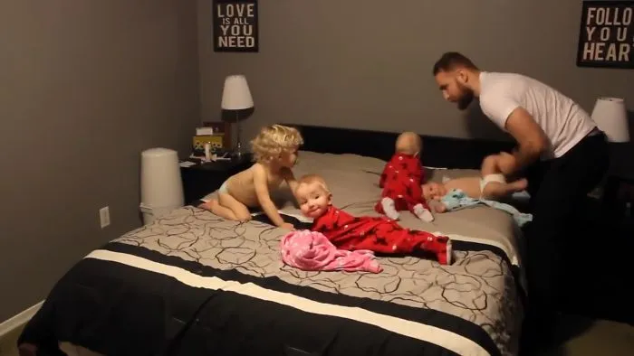 Dad VS Triplets VS Toddler