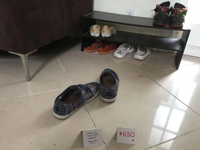 "Zapatos en el estante para calzado (casi)", técnica mixta, 2017