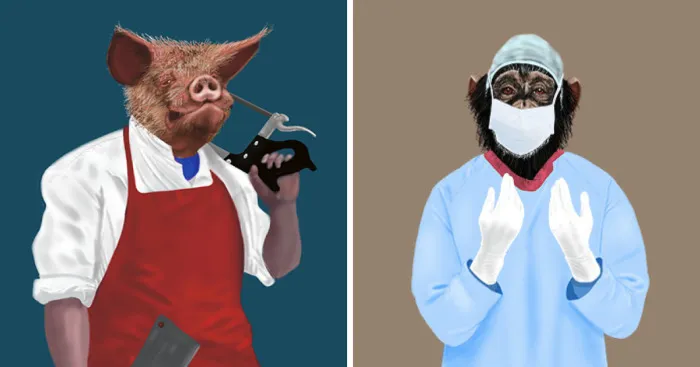 Every Monday I Draw 'manimal' Professionals And Give Them Ridiculous, Amusing Back Stories