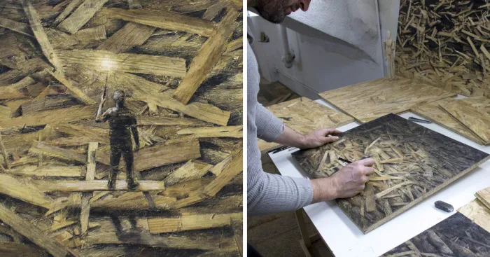 Spanish Artist Pejac Transforms Pressed Wood Into Optical Illusion Artworks