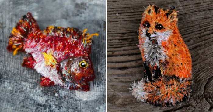 I Found Amazing Thread Painted Animals On Brooches By Russian Artist