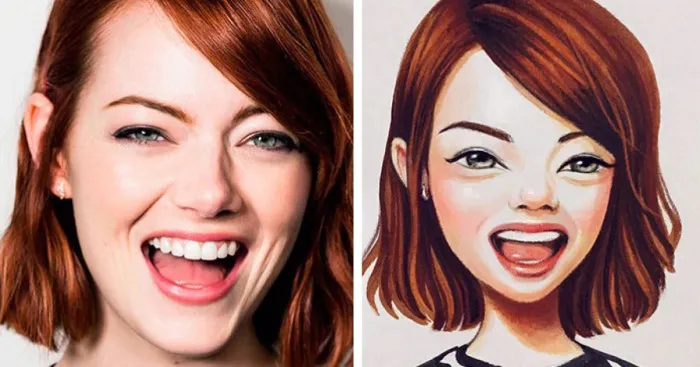 Esta artista rusa convierte a los famosos en adorables personajes de dibujos