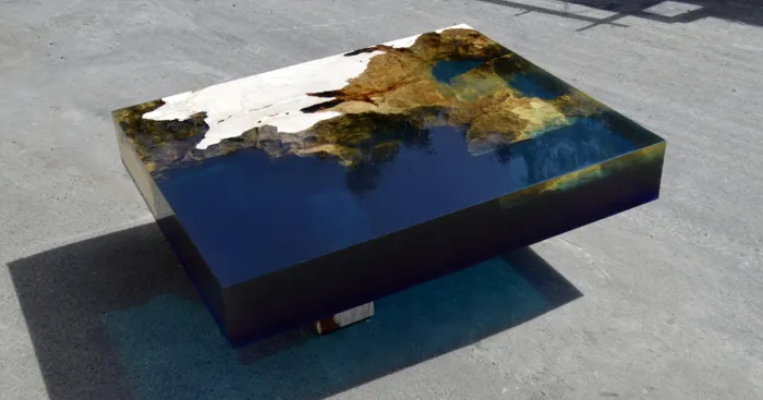 Aquatic Coffee Tables Made By Me By Merging Natural Stone And Resin