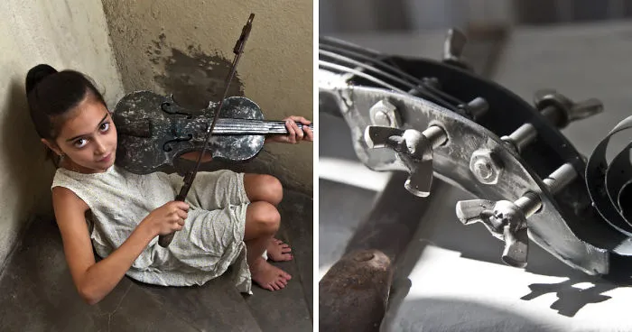 Metal Violin By Bulgarian Sculptor