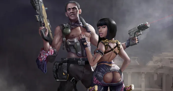 After The Trumpocalypse, Obama And Nicki Join Together To Save The World. Obaminaj. An Art Series