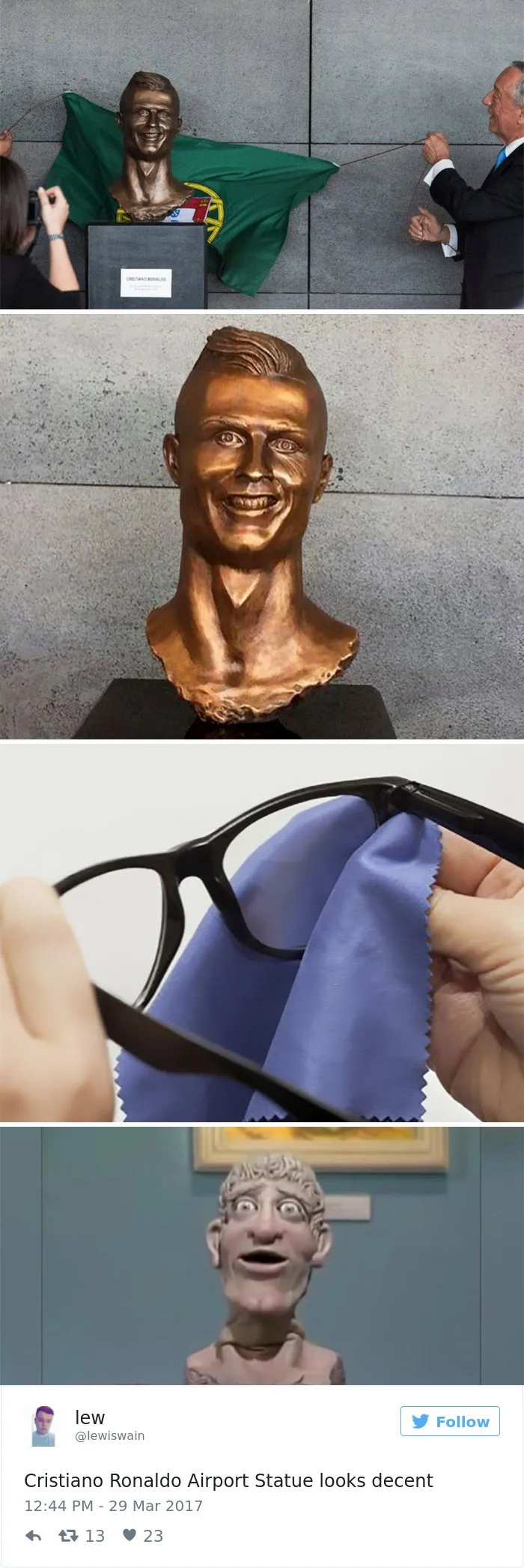 112 Of The Funniest Reactions To Cristiano Ronaldo's New Statue (Add Yours)