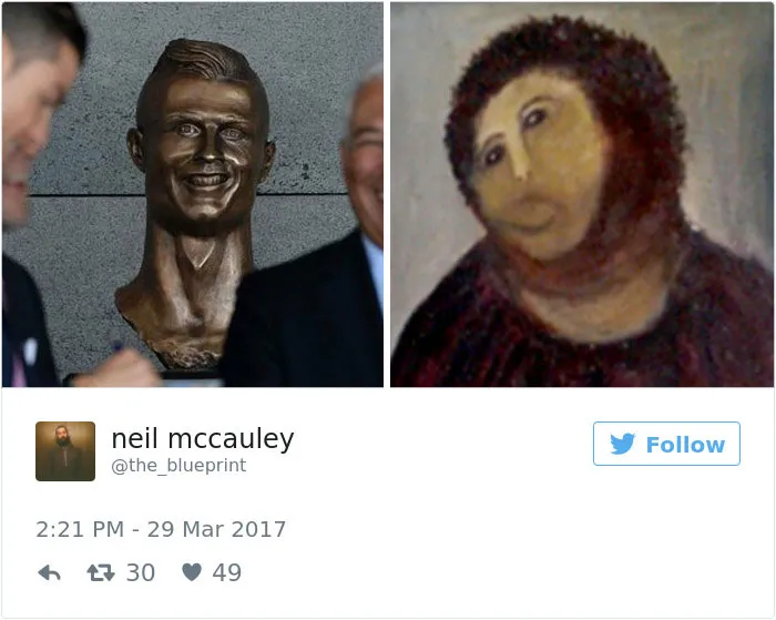 112 Of The Funniest Reactions To Cristiano Ronaldo's New Statue (Add Yours)