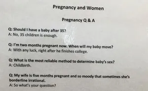 This Brutally Honest Pregnancy FAQ Sign On OBGYN's Wall Will Make You Laugh