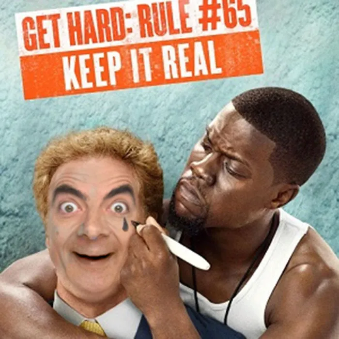 Kevin Hart drawing on a photoshopped Mr. Bean face in a comedic scene, showcasing popular Photoshop edits.