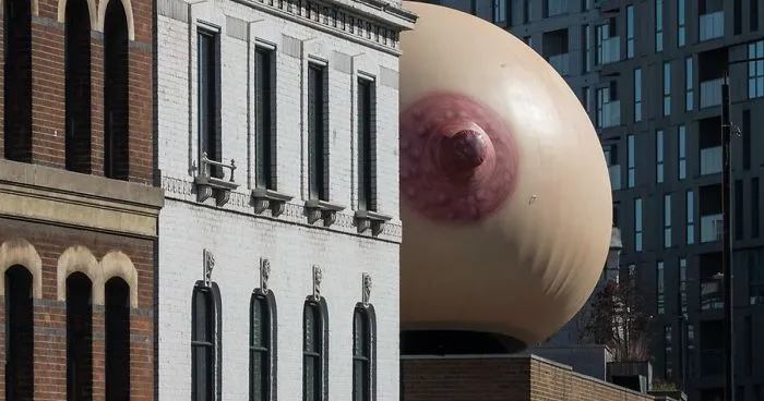 People Can't Take Their Eyes Off A Giant Boob That Appeared In London To Make A Powerful Statement