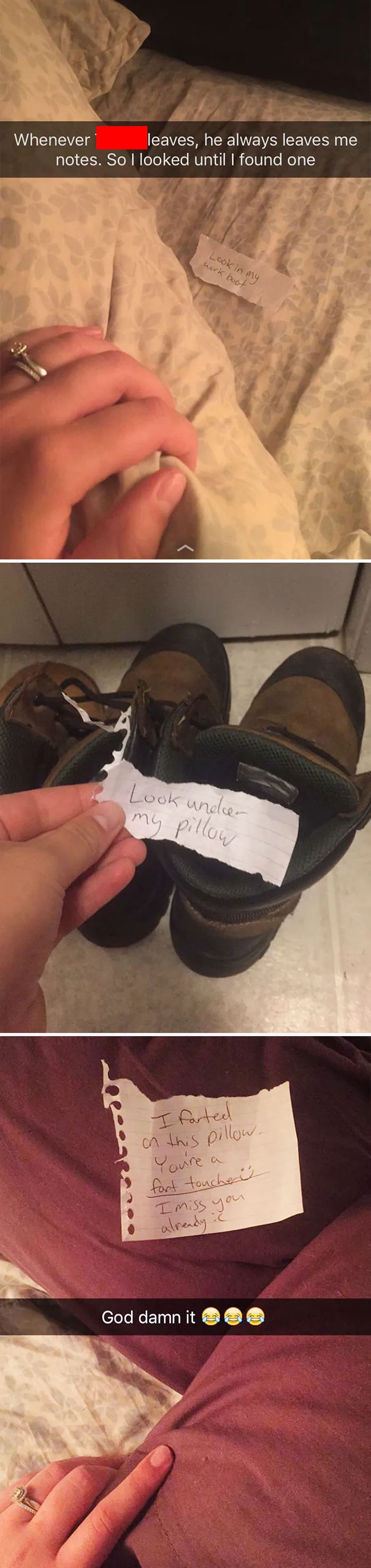 My Husband Always Leaves Me Notes When He Has To Leave Town For Work..