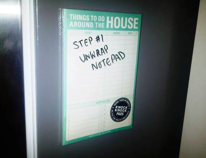 My Boyfriend Put This Up On His Fridge Last April... I Left Him A Note