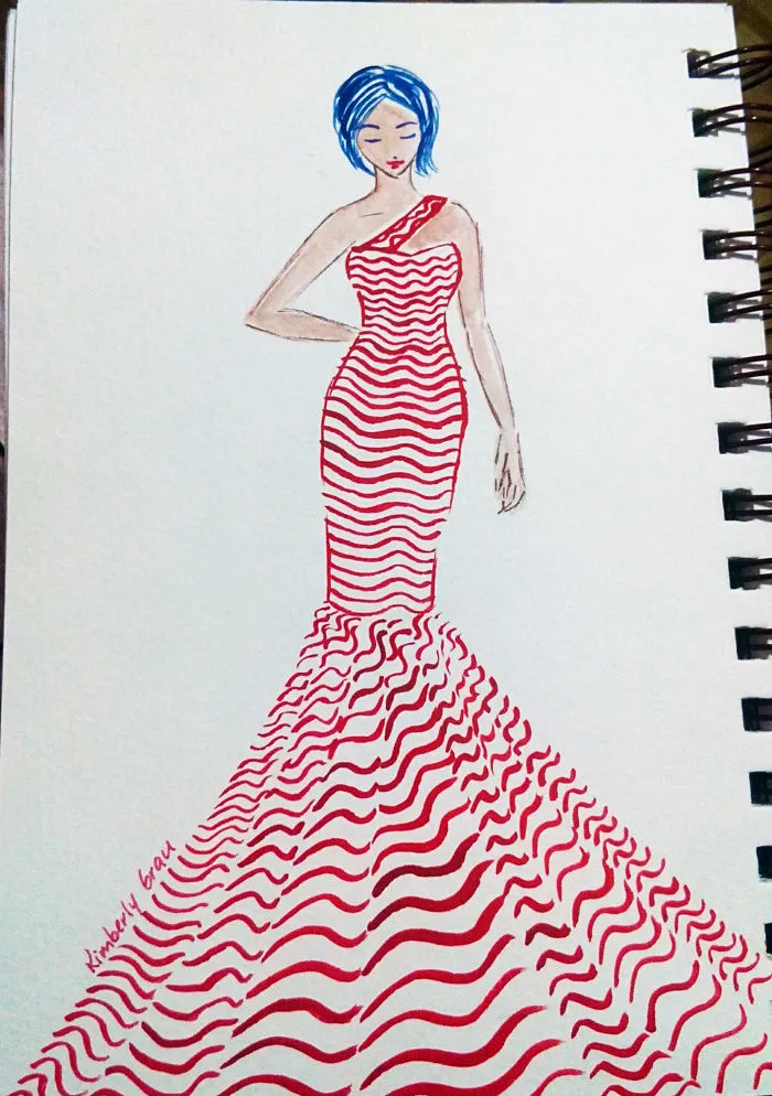 No.15 Thin Red Wavey Lines