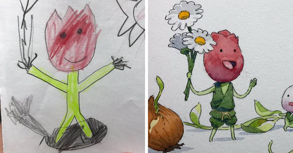 Este padre convierte los dibujos de sus hijos en increíbles personajes de anime
