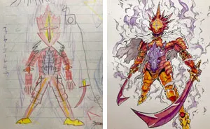 Dad Turns His Sons' Doodles Into Anime Characters, And The Result Is Amazing