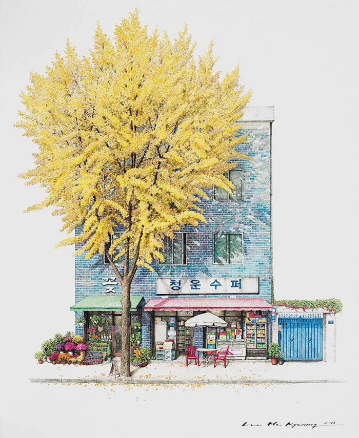 Esta artista ha pasado 20 años dibujando las pequeñas tiendas de Corea del Sur