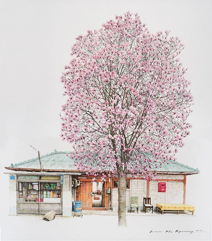 Esta artista ha pasado 20 años dibujando las pequeñas tiendas de Corea del Sur