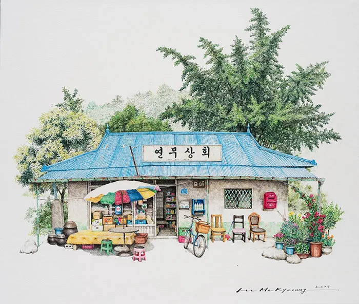 Esta artista ha pasado 20 años dibujando las pequeñas tiendas de Corea del Sur