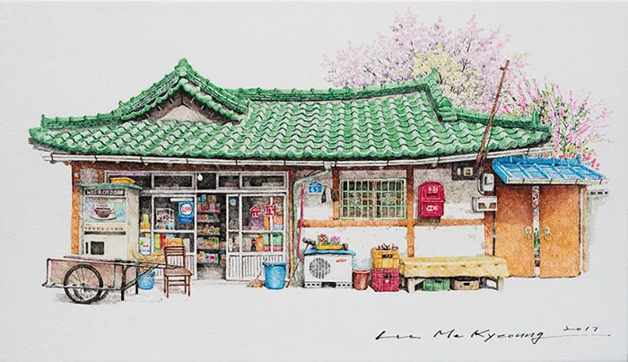 Esta artista ha pasado 20 años dibujando las pequeñas tiendas de Corea del Sur