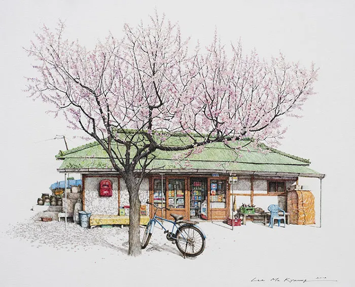 Esta artista ha pasado 20 años dibujando las pequeñas tiendas de Corea del Sur