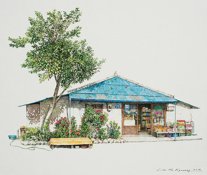 Esta artista ha pasado 20 años dibujando las pequeñas tiendas de Corea del Sur