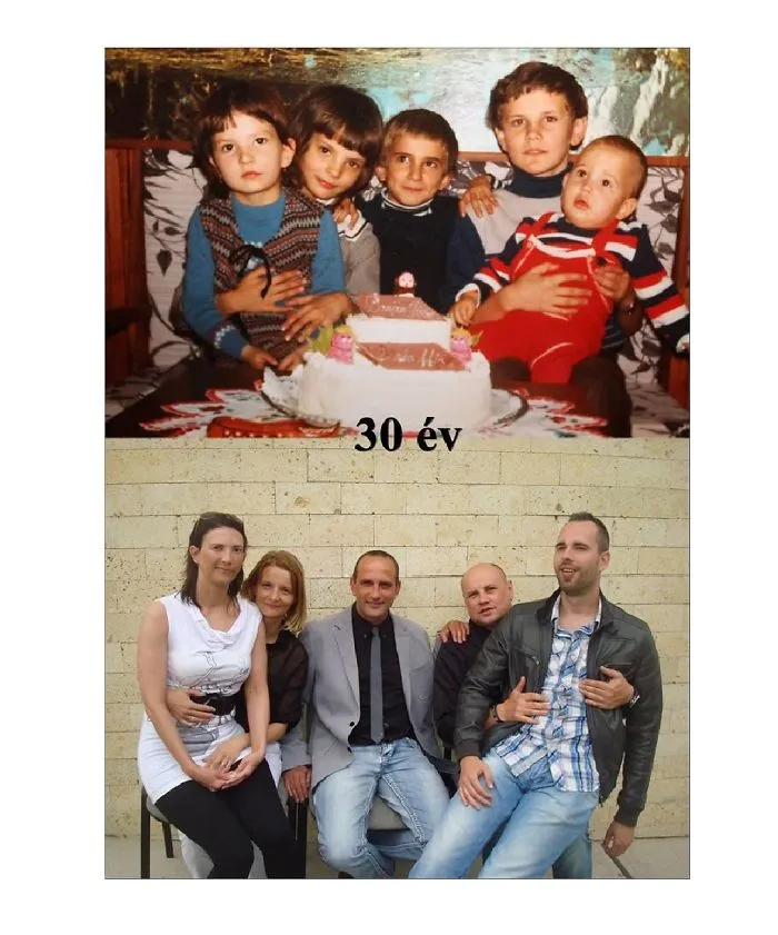 Siblings hilariously recreate childhood photo with birthday cake after 30 years