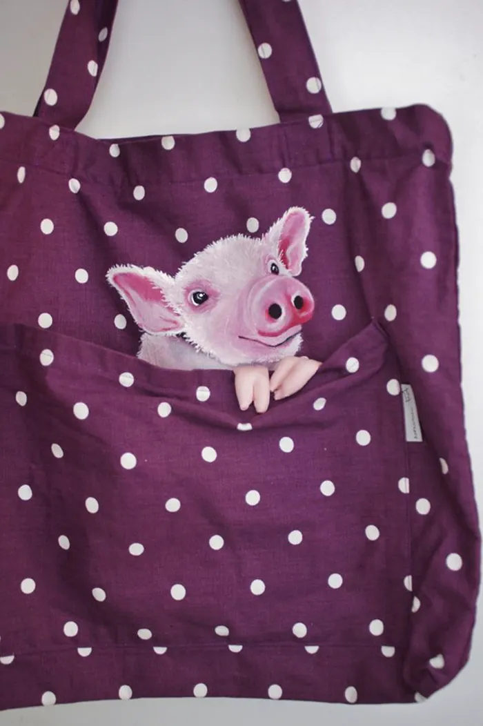 Forever Together: Hand-Painted Shoulder Bags With Animals In A Pocket