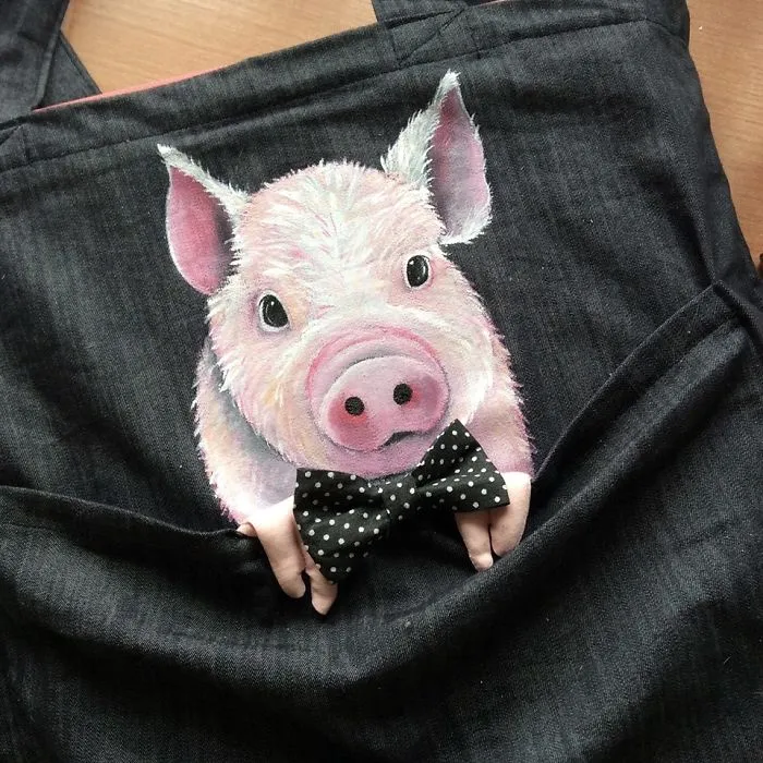 Forever Together: Hand-Painted Shoulder Bags With Animals In A Pocket