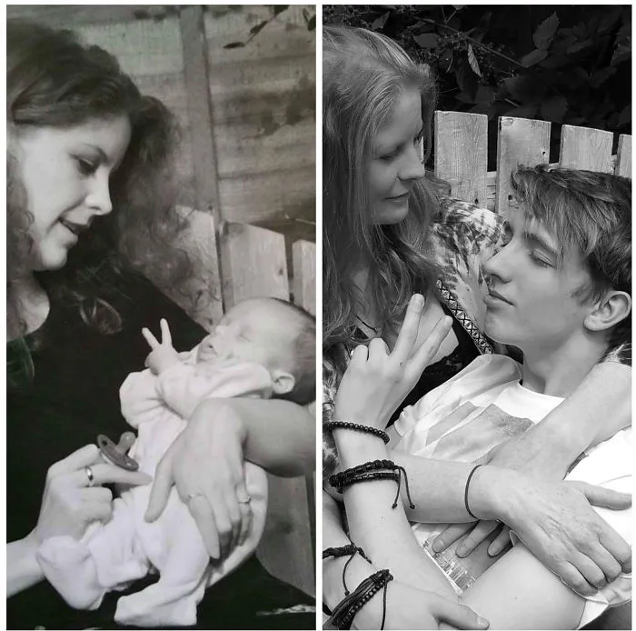 Mum And Son 17 Years Apart