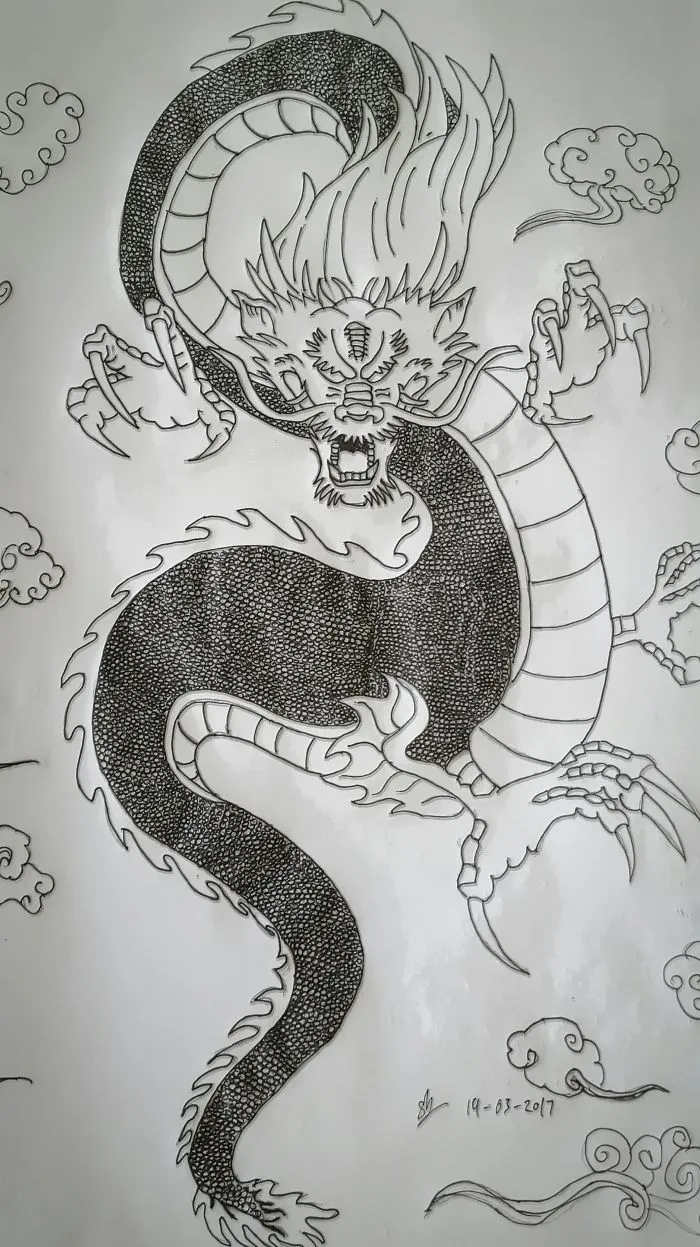 Chinese Style Dragon Sketch