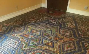 How To Create A Superbe Design With Bottle Cap Floor Tile