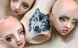 Impressive Engraved And Painted Tattoos On Small One Of A Kind Porcelain Dolls