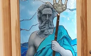 Thoughtful Poseidon: My Stained Glass Mural