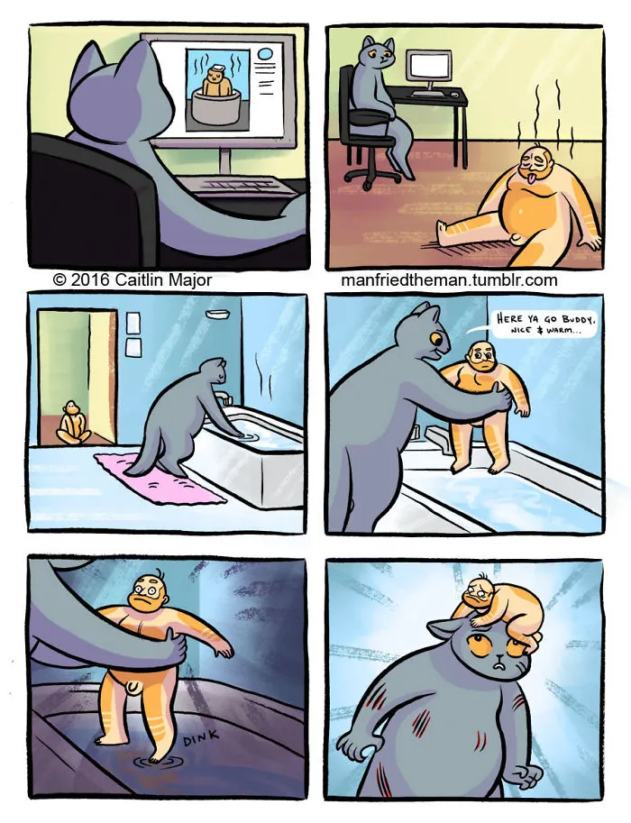 30 Comics Showing What Would Happen If Cats And Humans Switched Roles