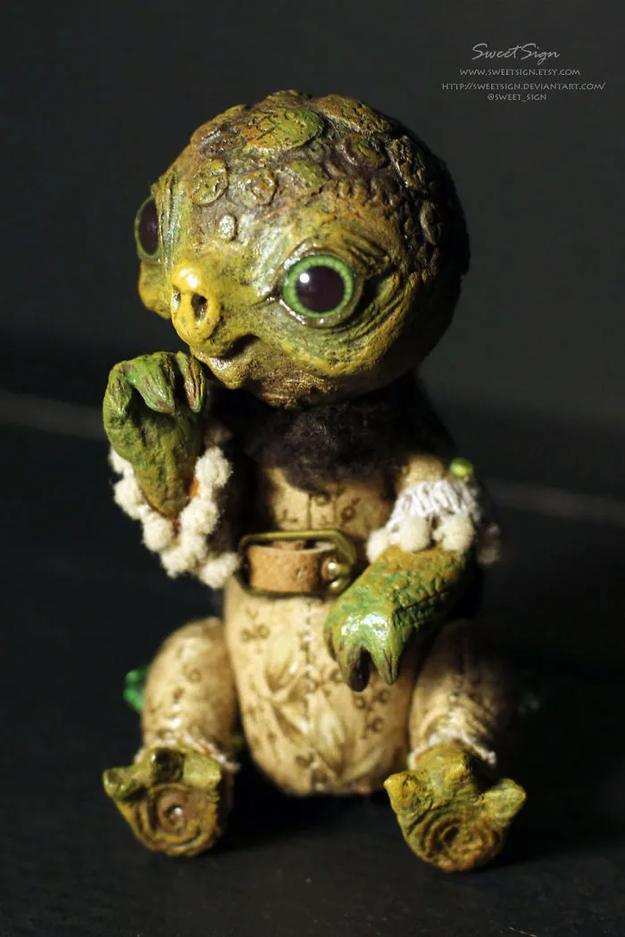 Axolotl Baby, Ooak Poseable Doll