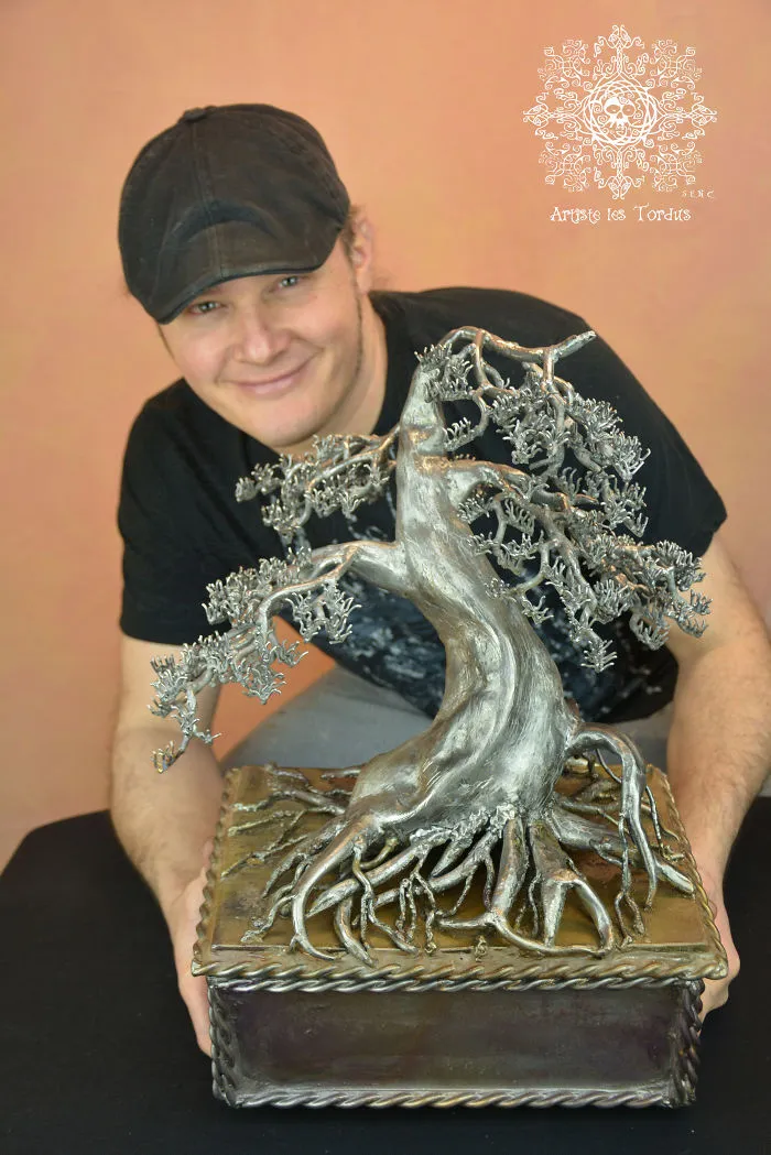 Metal Sculpture Bonsaï By Artiste Les Tordus S.e.n.c.