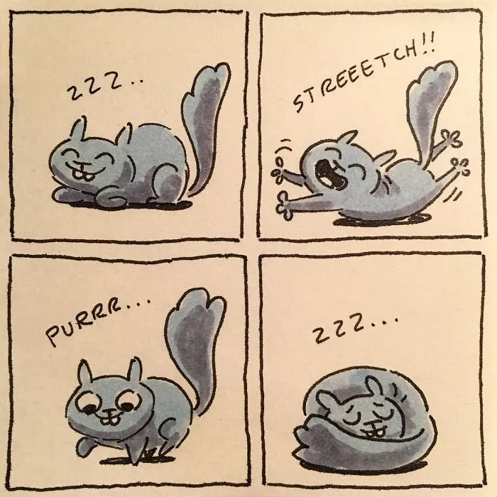 Dibujo lo que es vivir con mis gatos