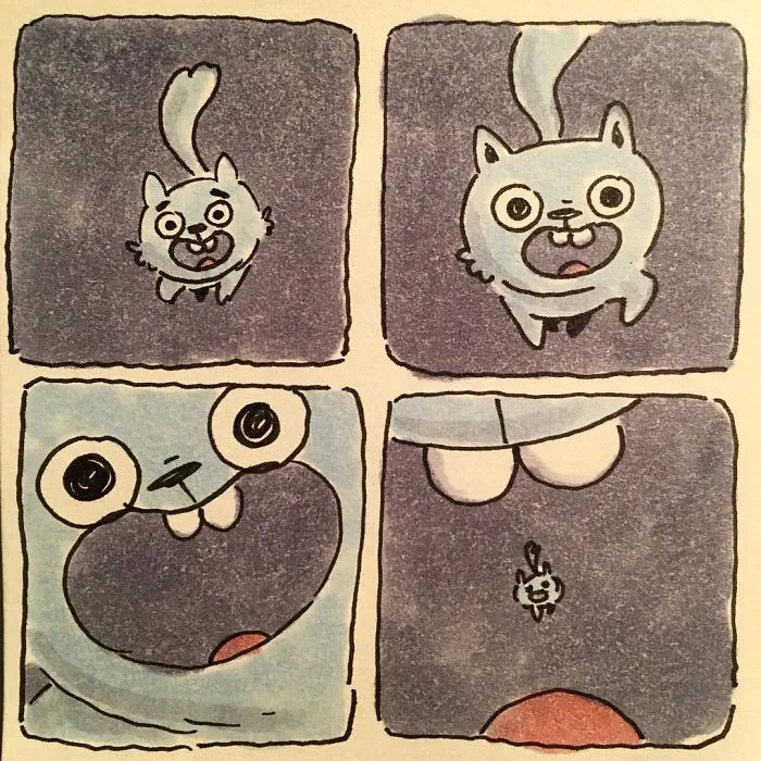 Dibujo lo que es vivir con mis gatos