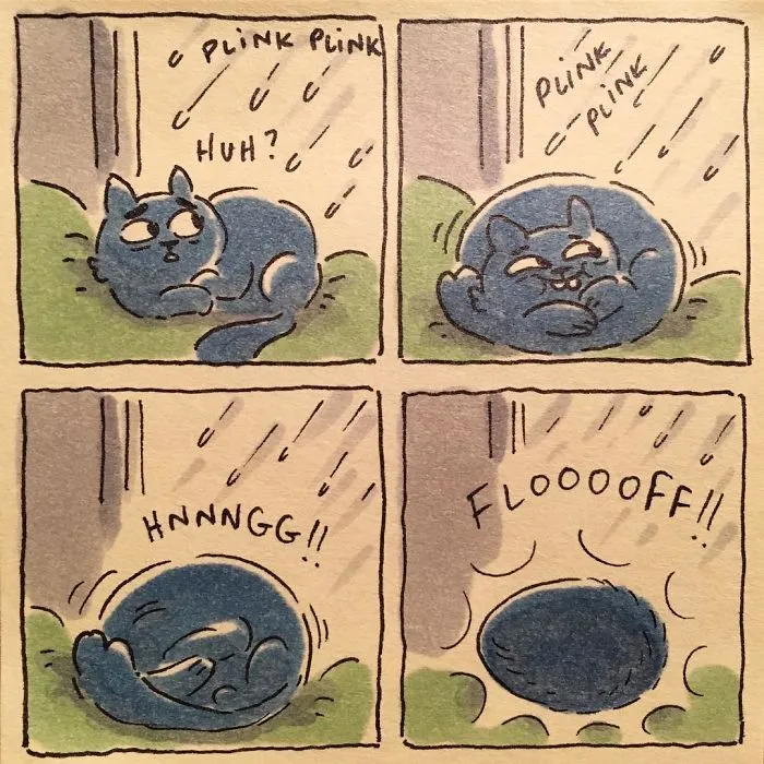 Dibujo lo que es vivir con mis gatos